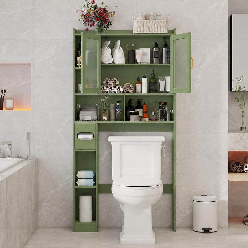 Vabches Over The Toilet Storage Cabinet with Acrylic doors, Green