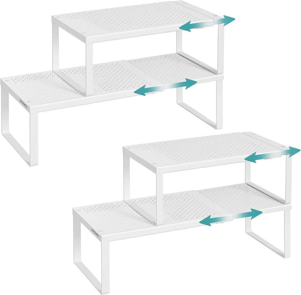 SONGMICS Spice Rack, Expandable Kitchen Countertop Shelf, Steel (Set of 4)