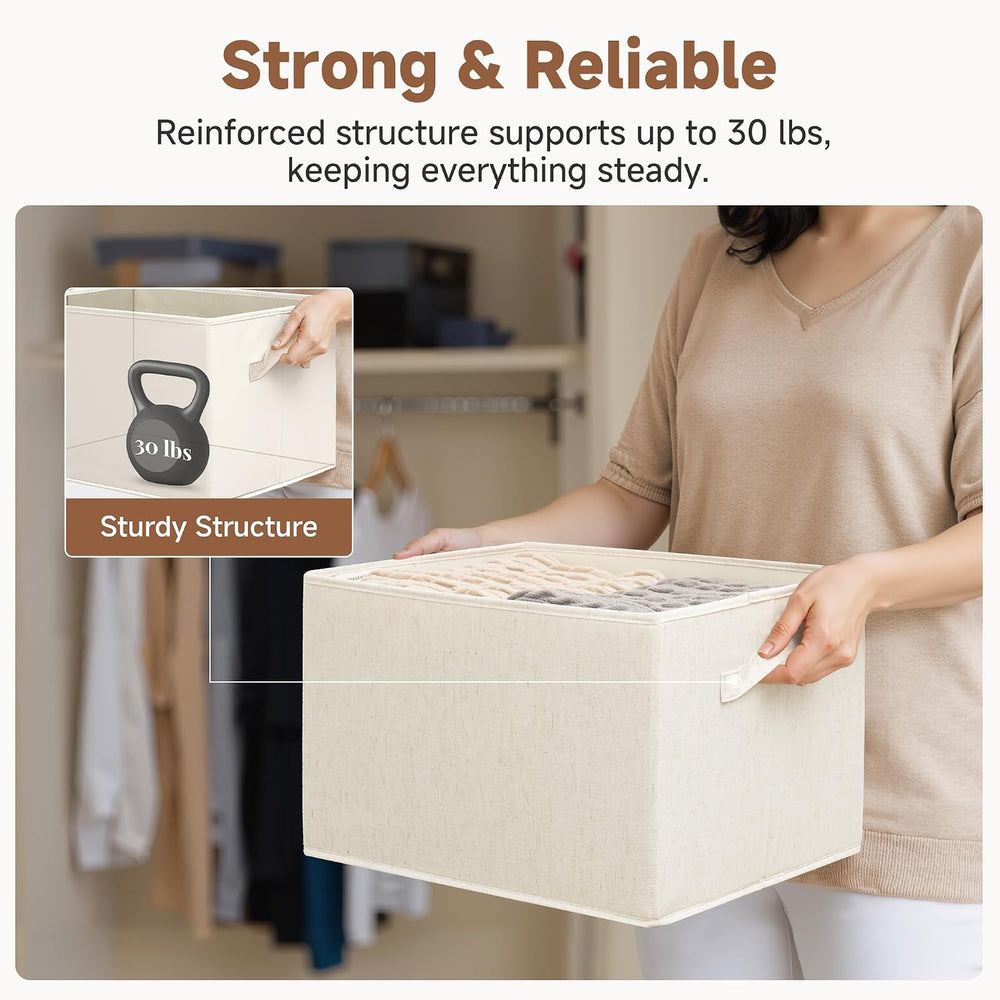 StorageWorks Closet Storage Bins, Beige (Cotton-Linen), Extra Large
