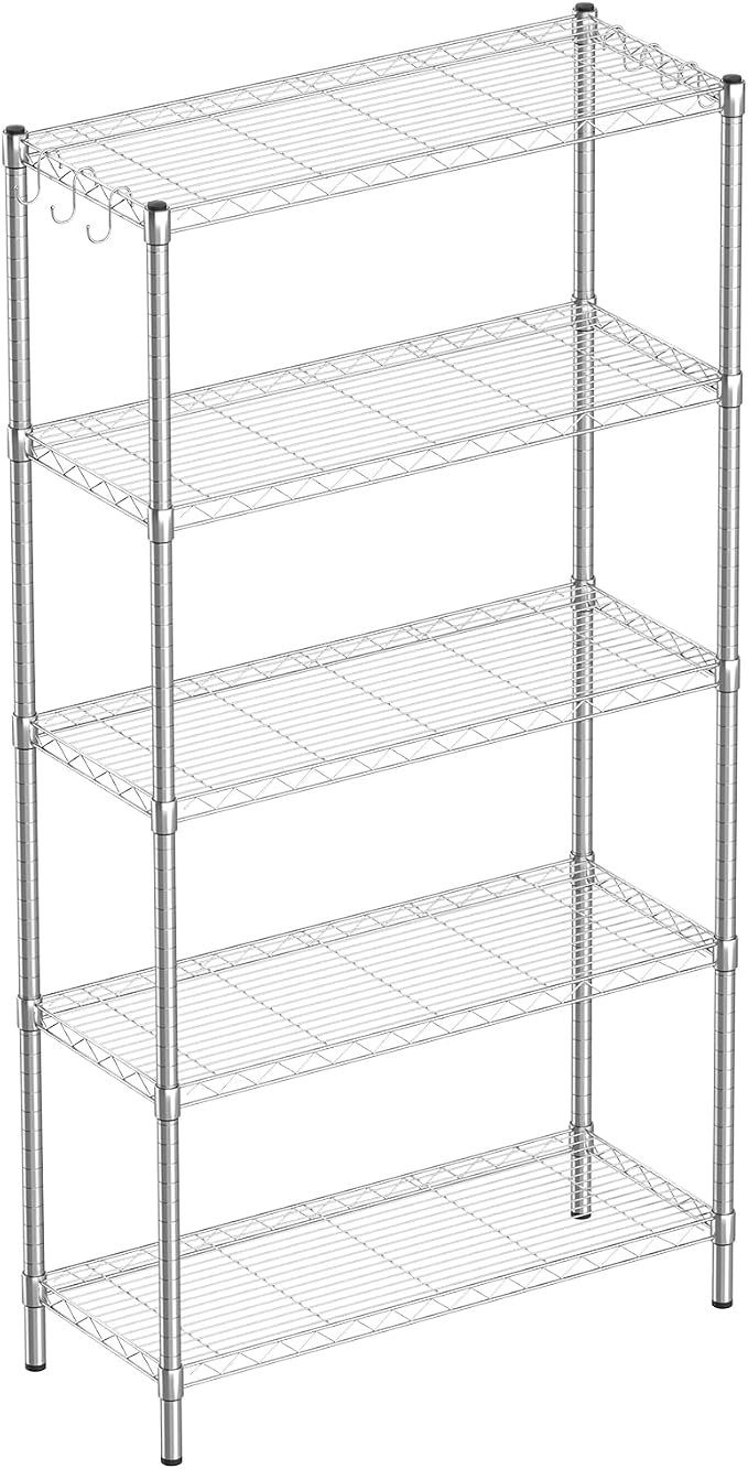 5-Shelf Adjustable Metal Shelf Wire Shelving Unit Storage Rack Display Shelf
