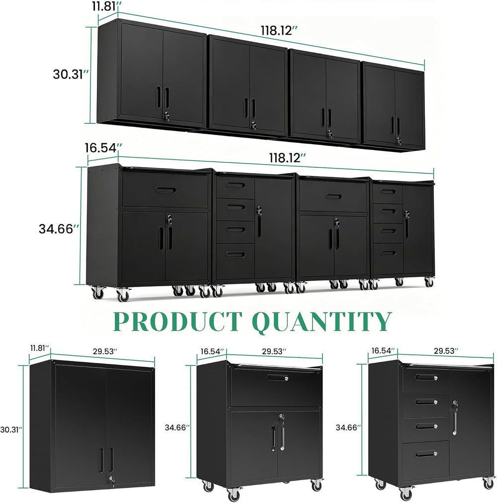 Garage Cabinet System | Heavy Duty Steel All-in-One Modular Garage Cabinet Se...