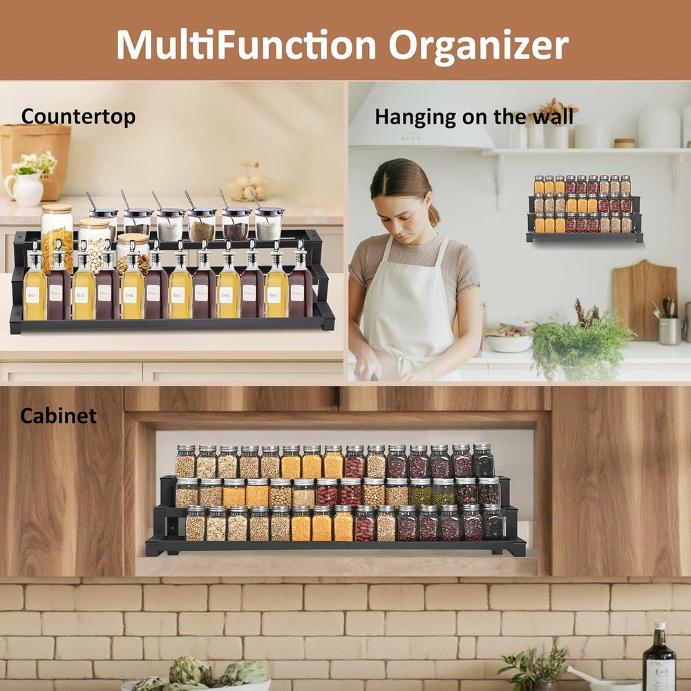 GOENDR Expandable Spice Rack Organizer for Cabinet, 3 Tier Metal Spice Organi...