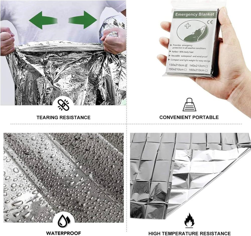 50 Pack Emergency Foil Blankets 51” x 83” – Thermal Mylar Survival Blankets I...