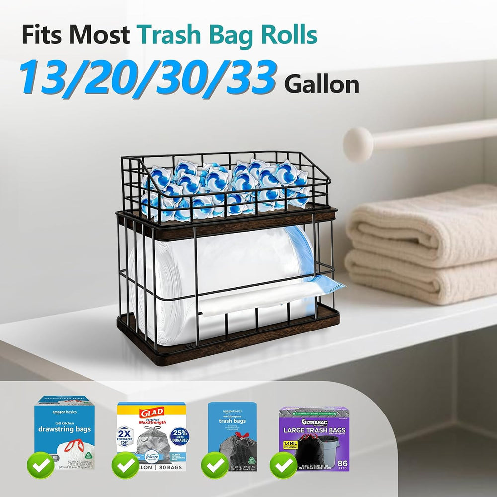 2-in-1 Trash Bag Holder & Dishwasher Pods Organizer, Extra Large Trash Ba...