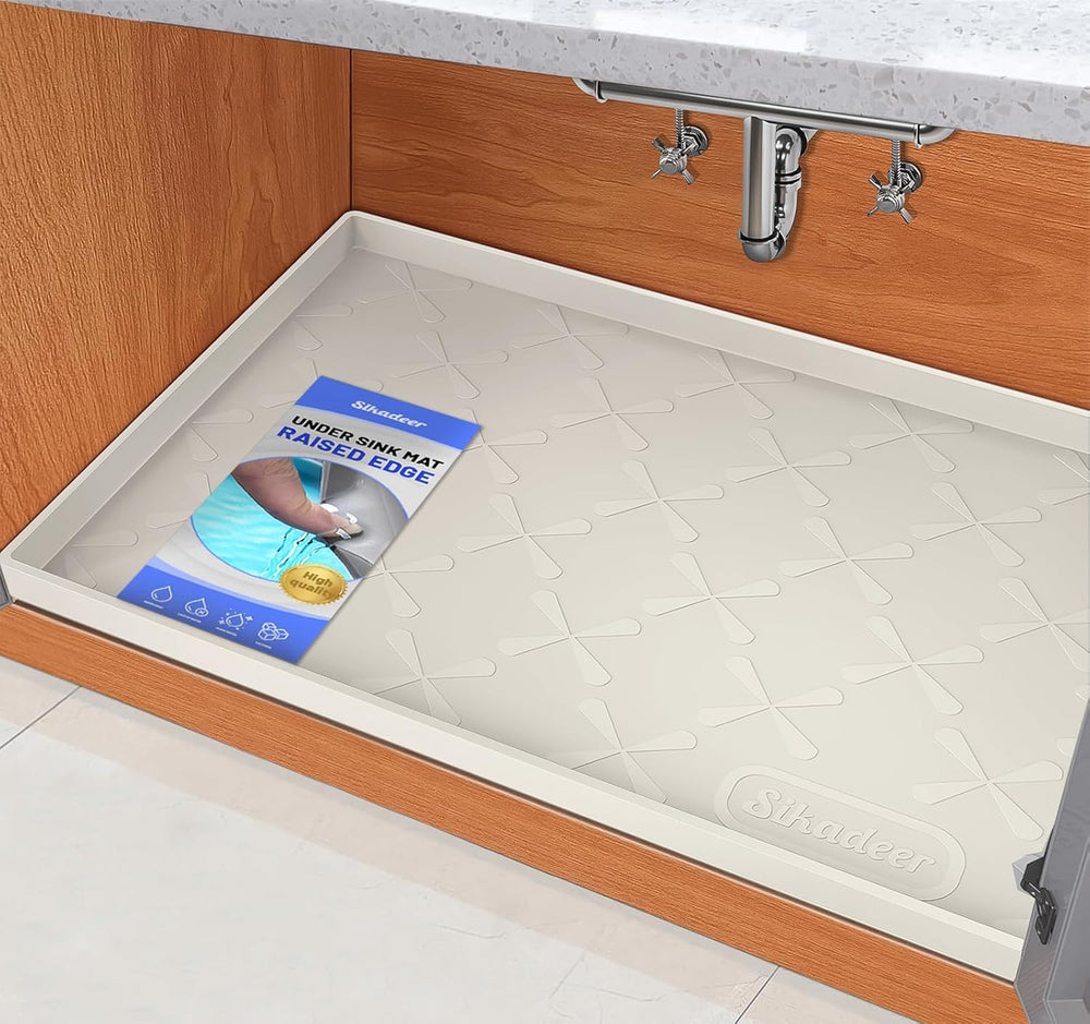 Waterproof Under Sink Mat 34"x22", Kitchen Cabinet Protector Liner