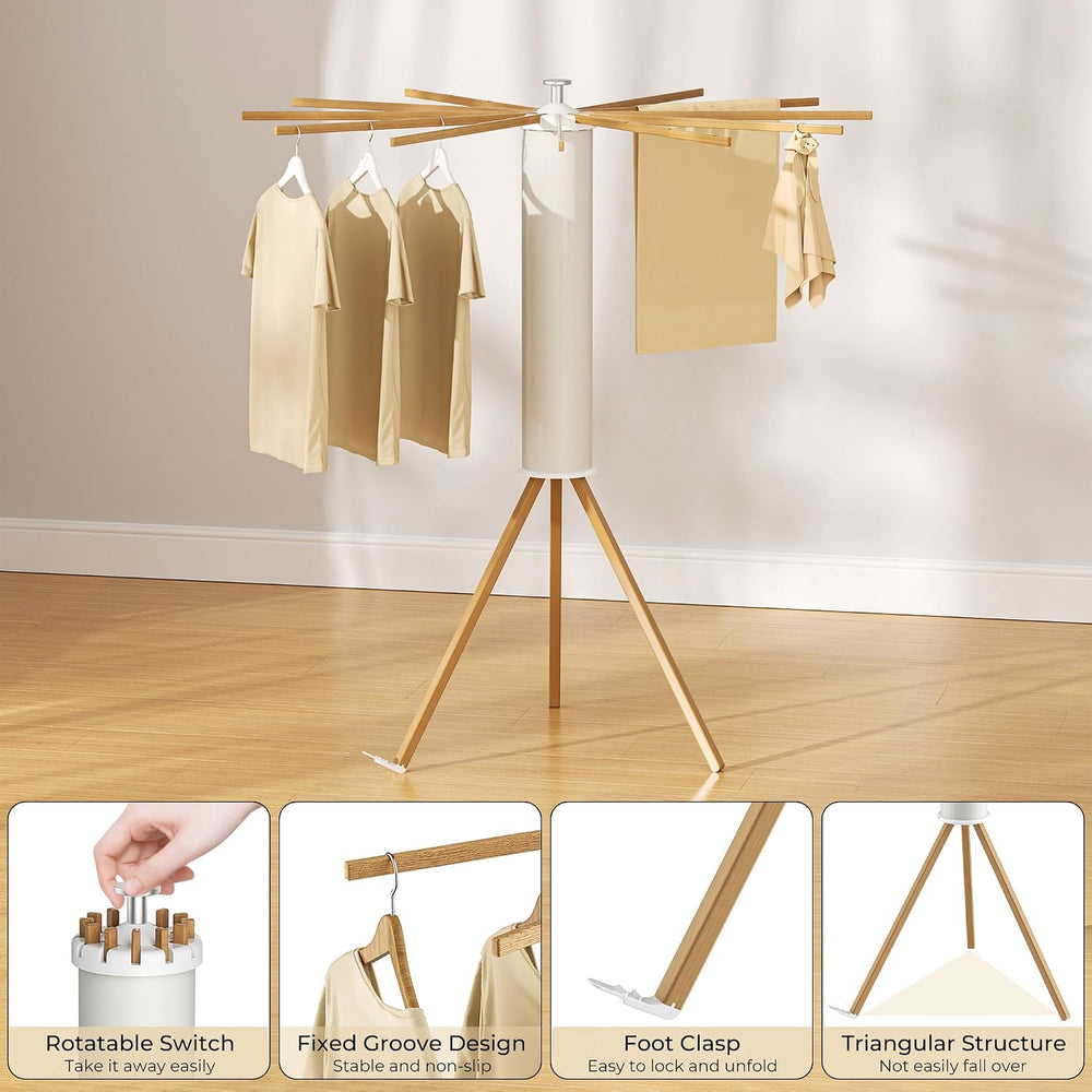 SUNOUTLY Tripod Clothes Drying Rack, Garment Rack Portable and Foldable Space...