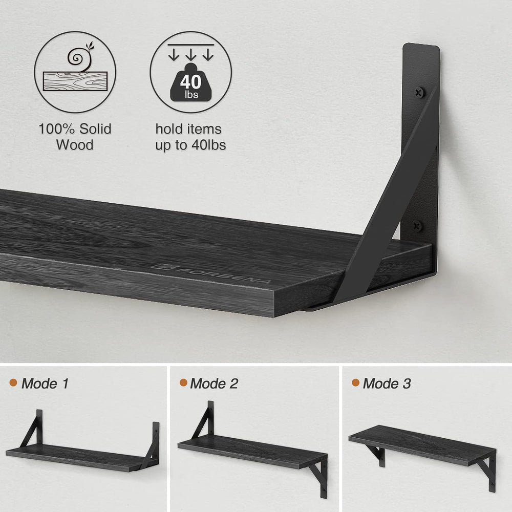 Forbena Large Floating Shelves for Wall 24 Inch Long Set of 3, 8 in Deep Wall...