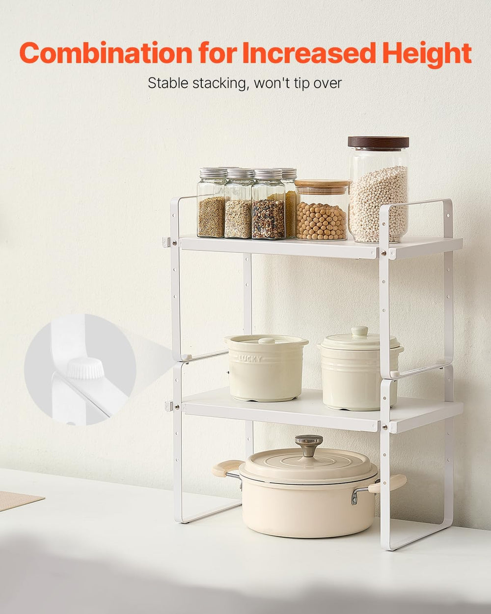 VEVOR Adjustable Kitchen Cabinet Shelf Organizer, 2 Tier Cabinet Shelf