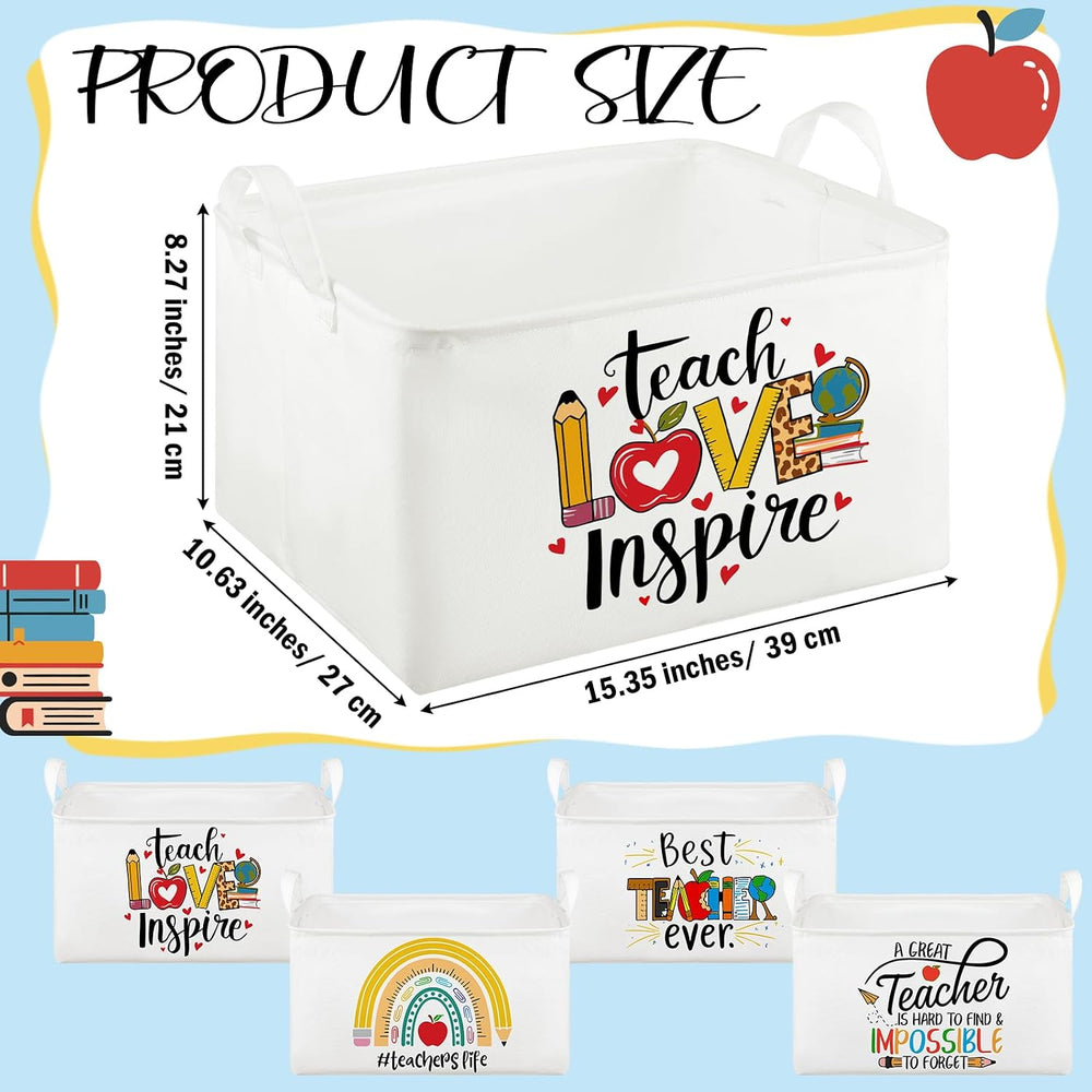 Breling 4 Pcs Teacher Appreciation Gift Basket Empty Best Teacher Ever Storag...