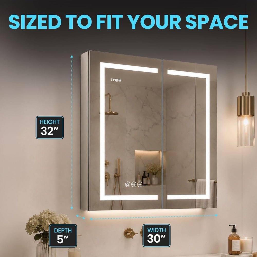 BLOSSOM Recessed or Surface LED Mirror Medicine Cabinet with Lights, LED Medi...