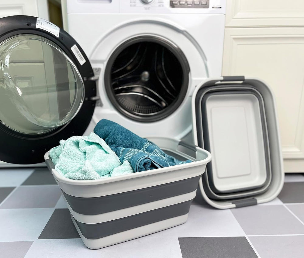 SMMART Collapsible Plastic Laundry Basket with Handle/Foldable Pop Up Storage...