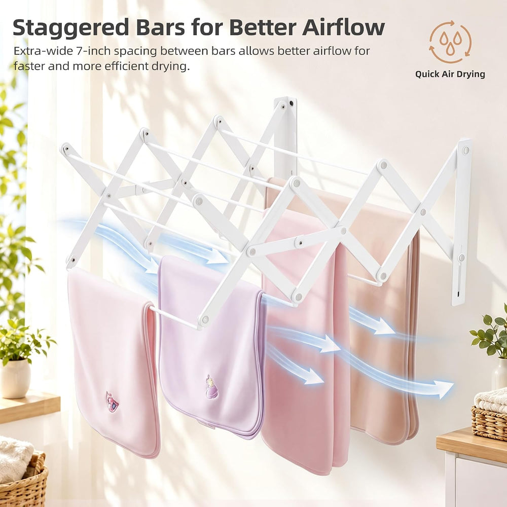STORAGE MANIAC Wall Mounted Clothes Drying Rack Foldable Laundry Rack