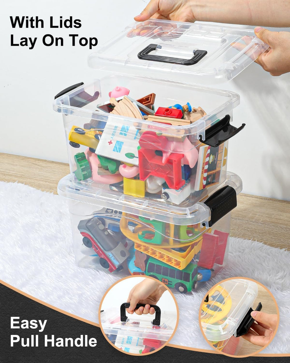 EOENVIVS Plastic Storage Bins with Lids 6 Packs, 7 Quart Storage Organizer Bi...