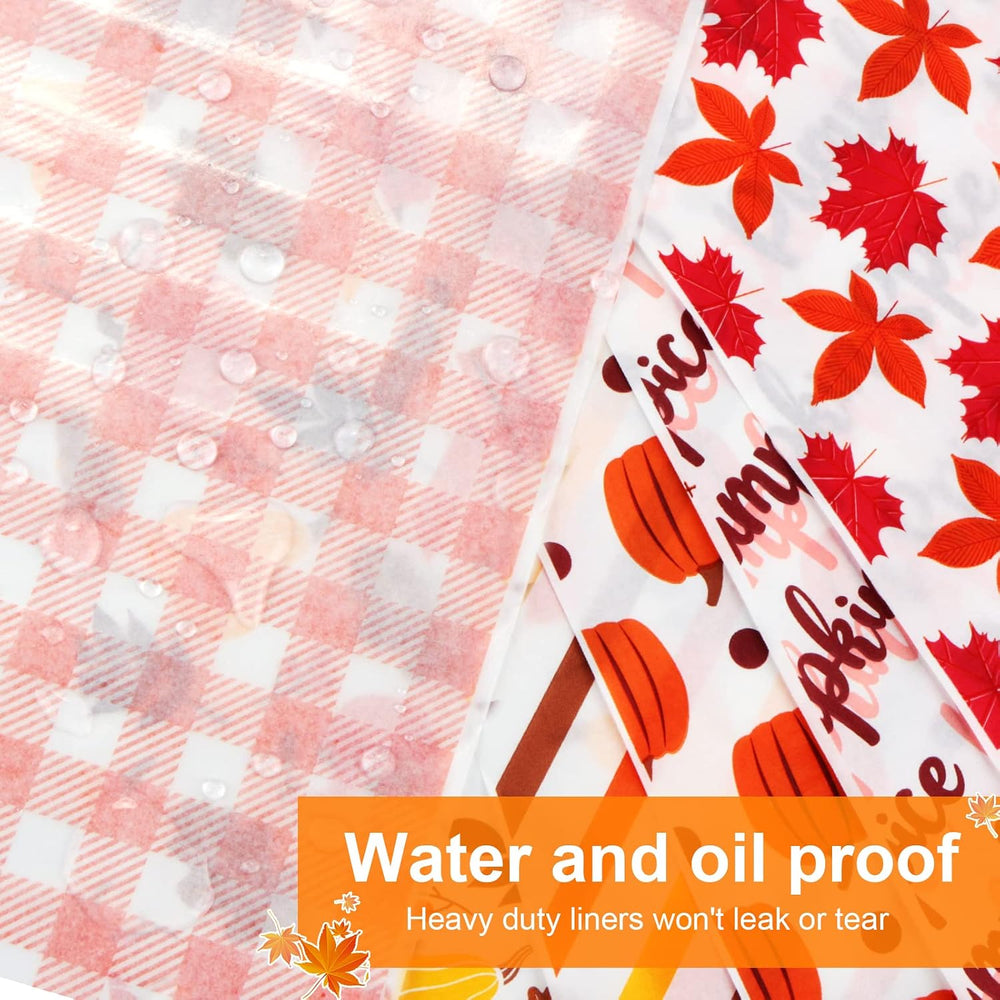 480Pcs Fall Wax Paper Dry Waxed Deli Paper Sheet 12x12 inch Sandwich Wrap Pum...