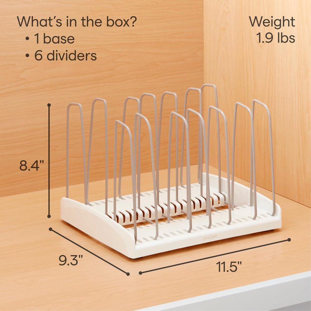 YouCopia StoreMore Cookware Rack with Tall Steel Wires, Adjustable Pan and Li...