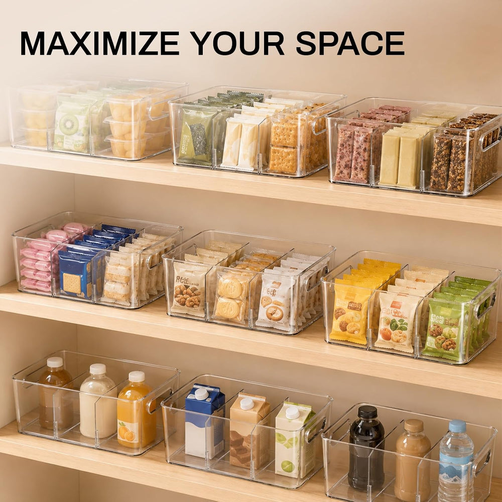 10-Pack Pantry Organizers and Storage, Clear Fridge Organizer Bins