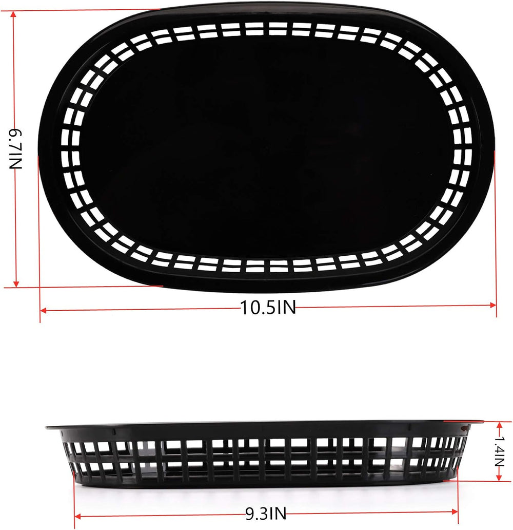 Cedilis 40 Pack Fast Food Baskets, 10.5 x 7 Inch Black Plastic Baskets, Food ...