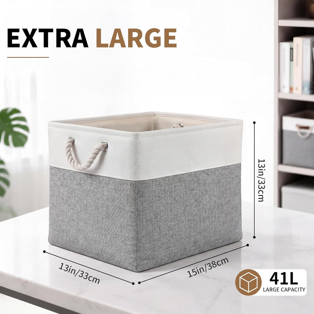 13×15×13 Inch Foldable Fabric Storage Basket with Handles (6 Pack)