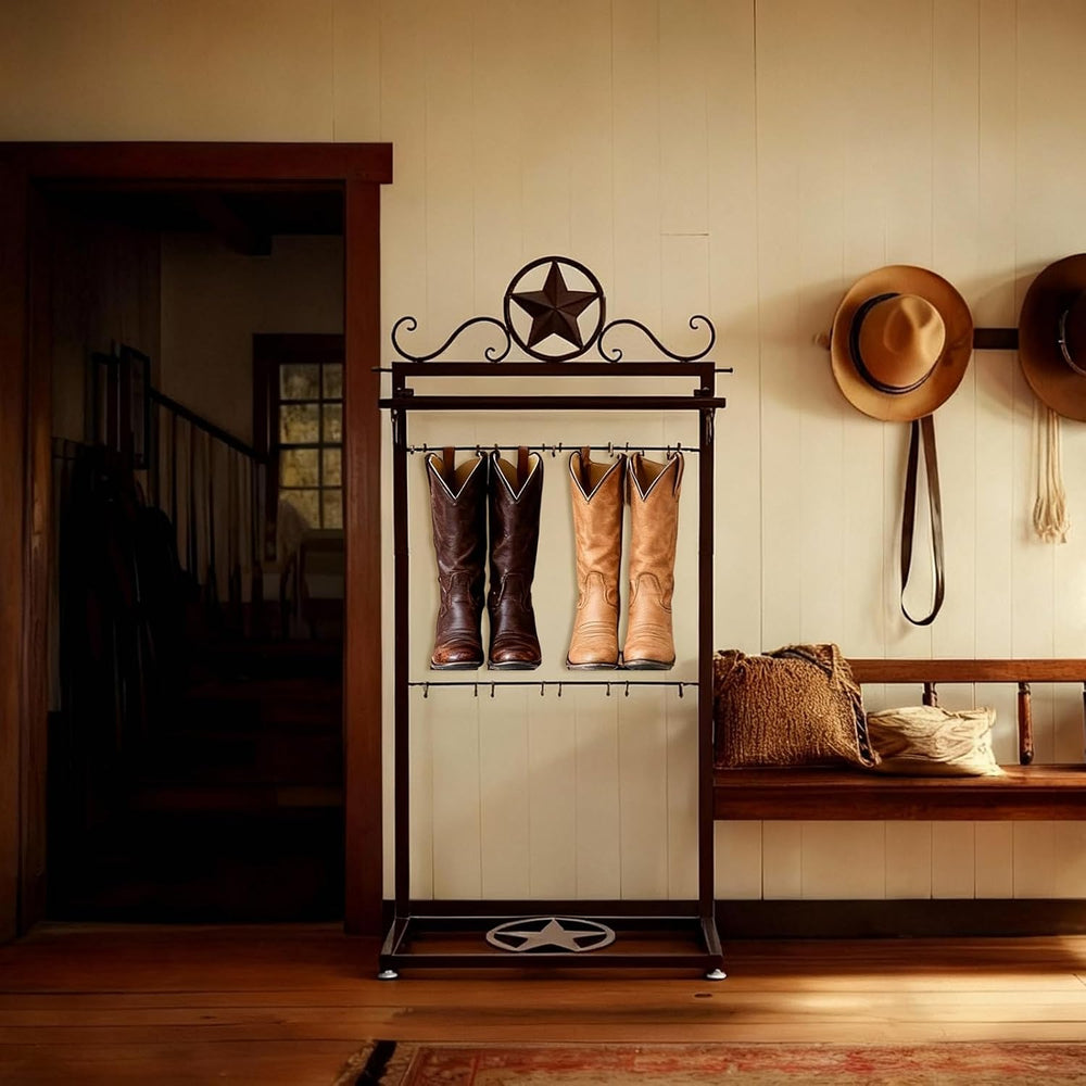 Novabright Western Boot Rack for 4 Pairs, Metal Star Freestanding Cowboy Boot...