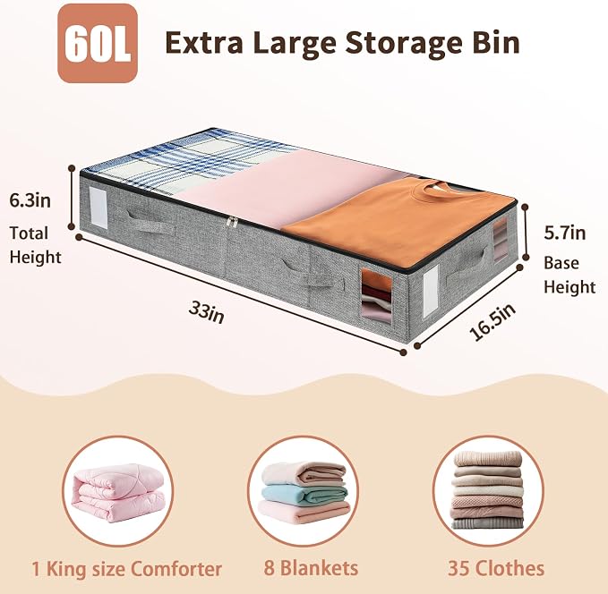 combocube 4 Pack Under Bed Storage Containers, Stackable Closet Organizers and
