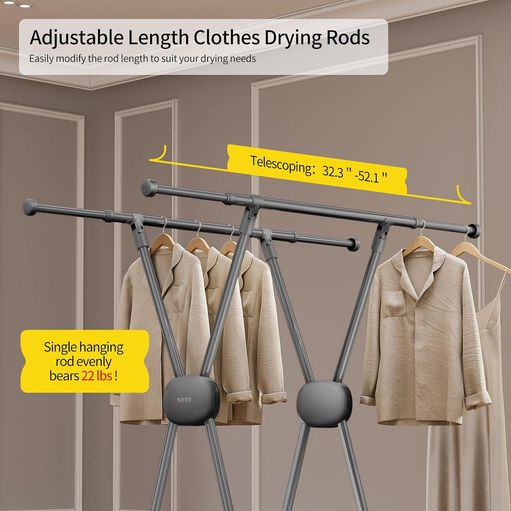 BIREN Clothes Drying Rack Heavy Duty Clothing Racks Foldable Laundry Rack Two...