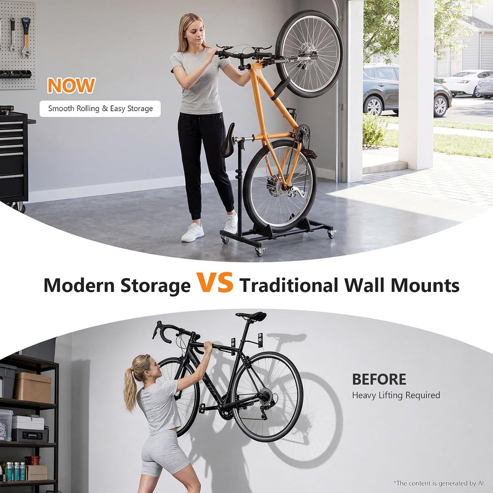 Vertical Bike Stand, (3 Pack) Space Saving Indoor Bicycle Storage Rack with W...
