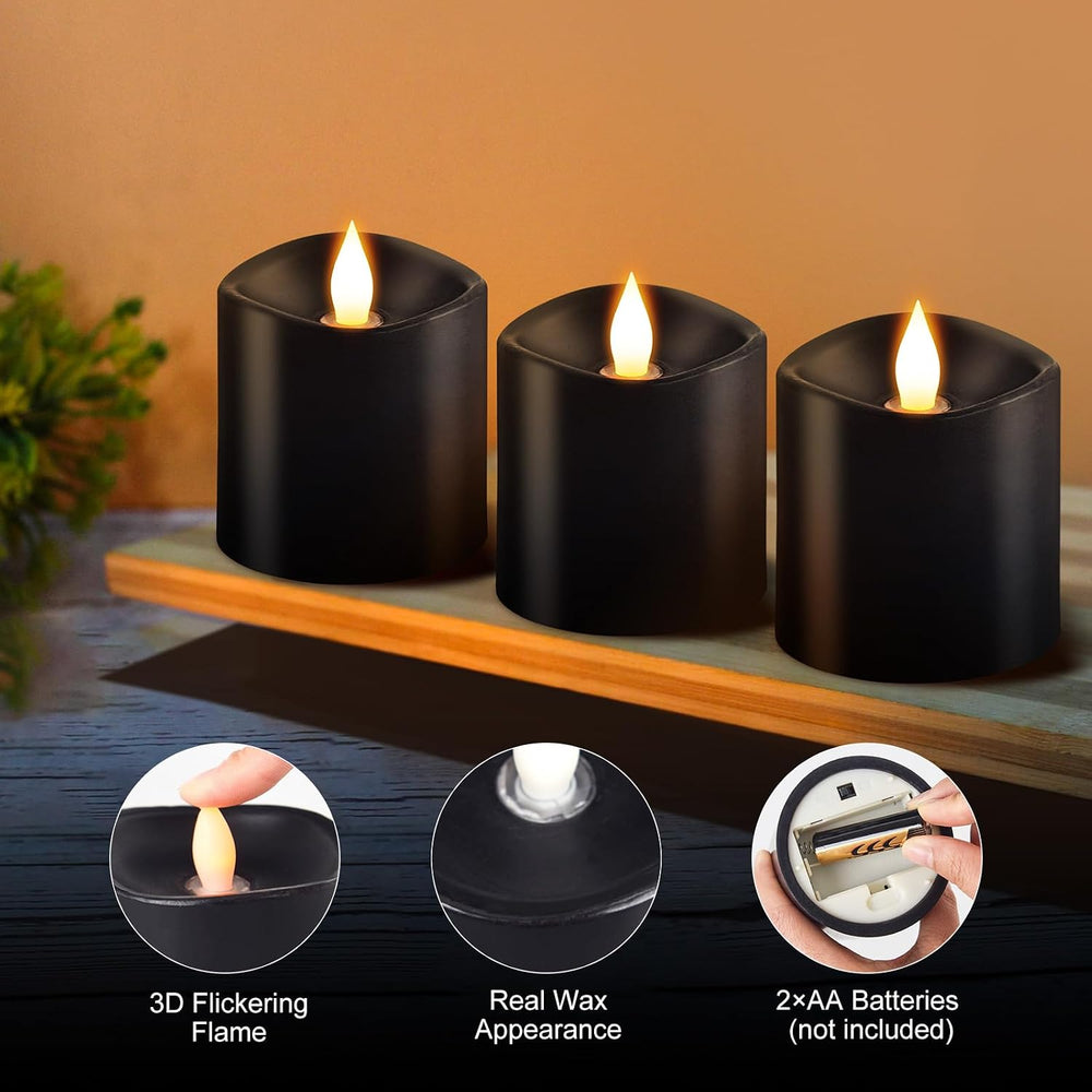 3x3 Halloween Flickering Flameless Candles Set of 3, LED Battery Candles Flic...