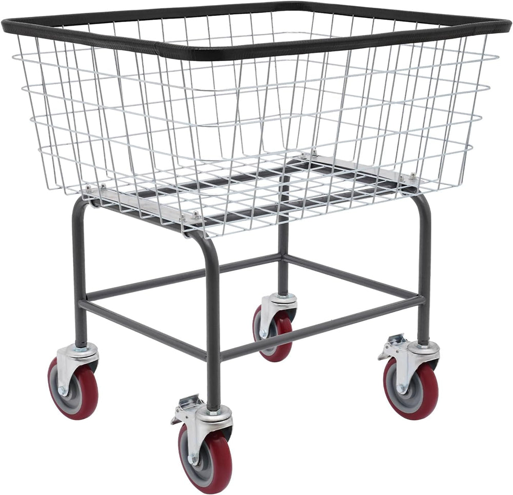 4.5 Bushel Steel Wire Laundry Cart, Commercial Wire Laundry Basket with Wheel...