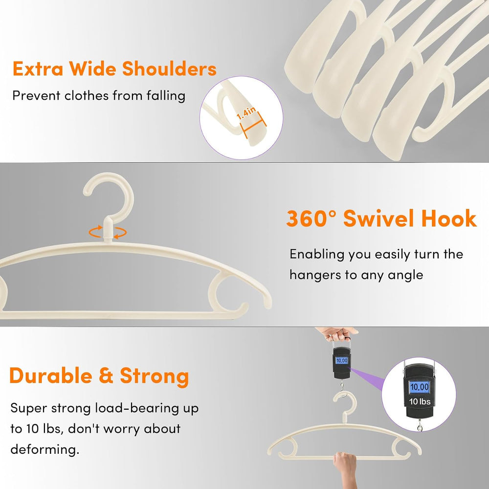 DEDU Plastic Clothes Hangers 20 Pack, Extra Thick Wide Shoulder Coat Hangers ...