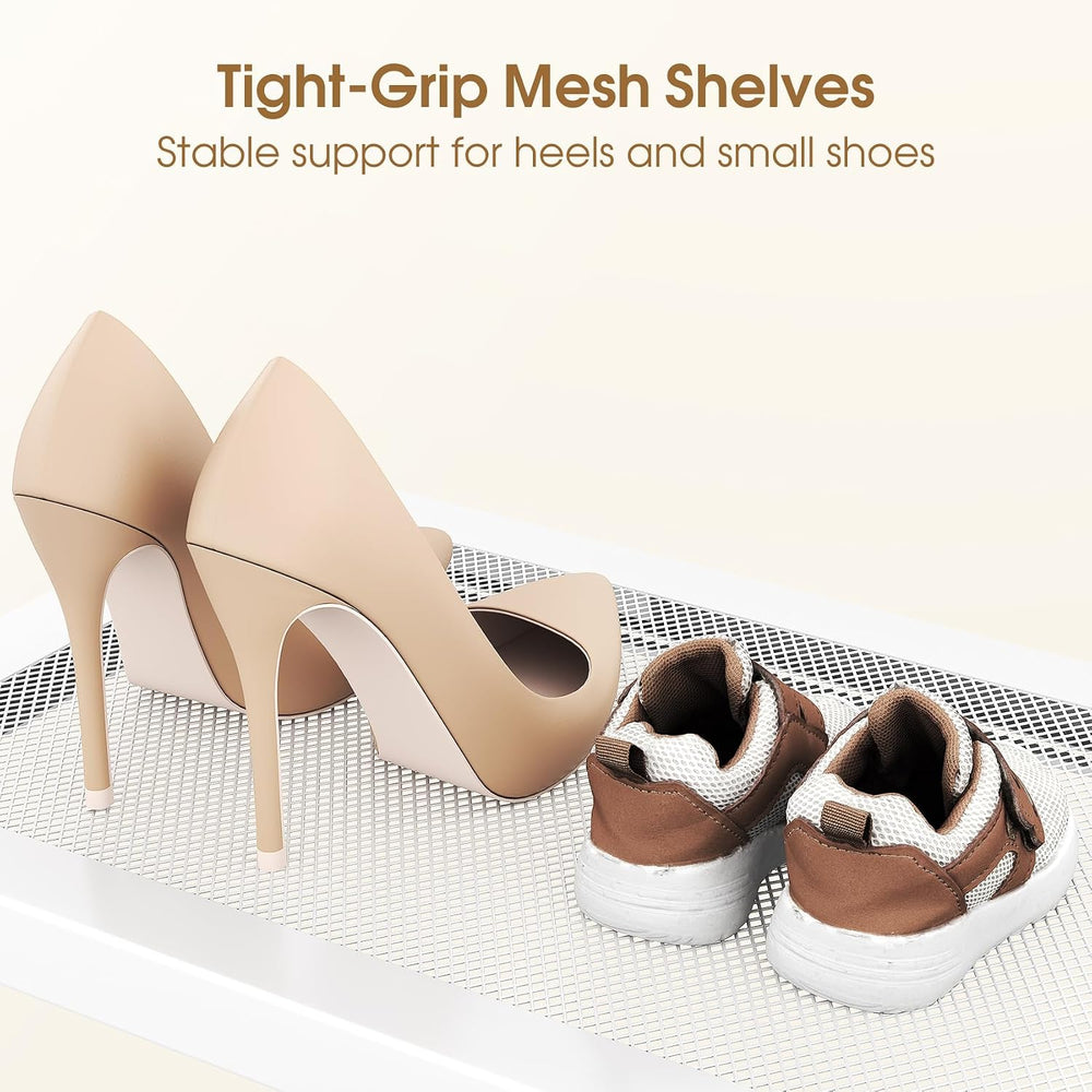 SAYZH Expandable Shoe Rack for Closet, Adjustable Metal Shoe Organizer with S...