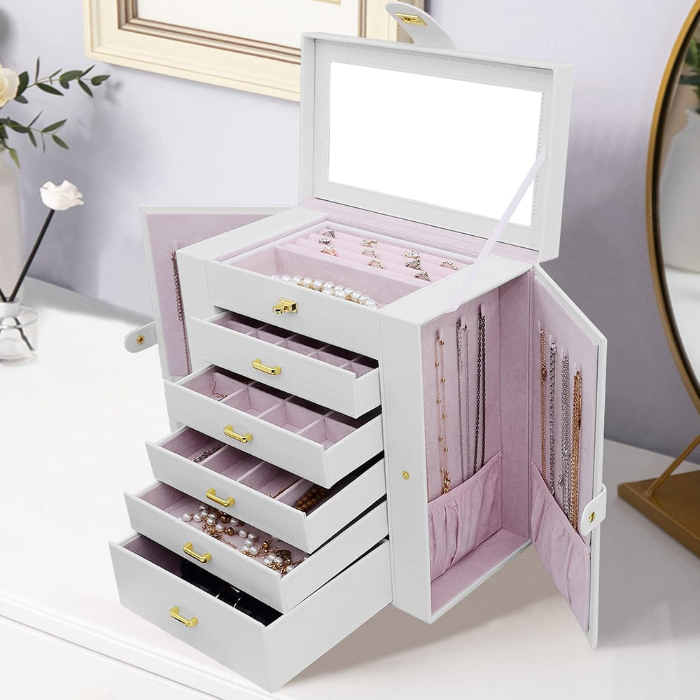 AKOZLIN 6-Tier Jewelry Box Organizer 5 Drawers Jewelry Storage Case