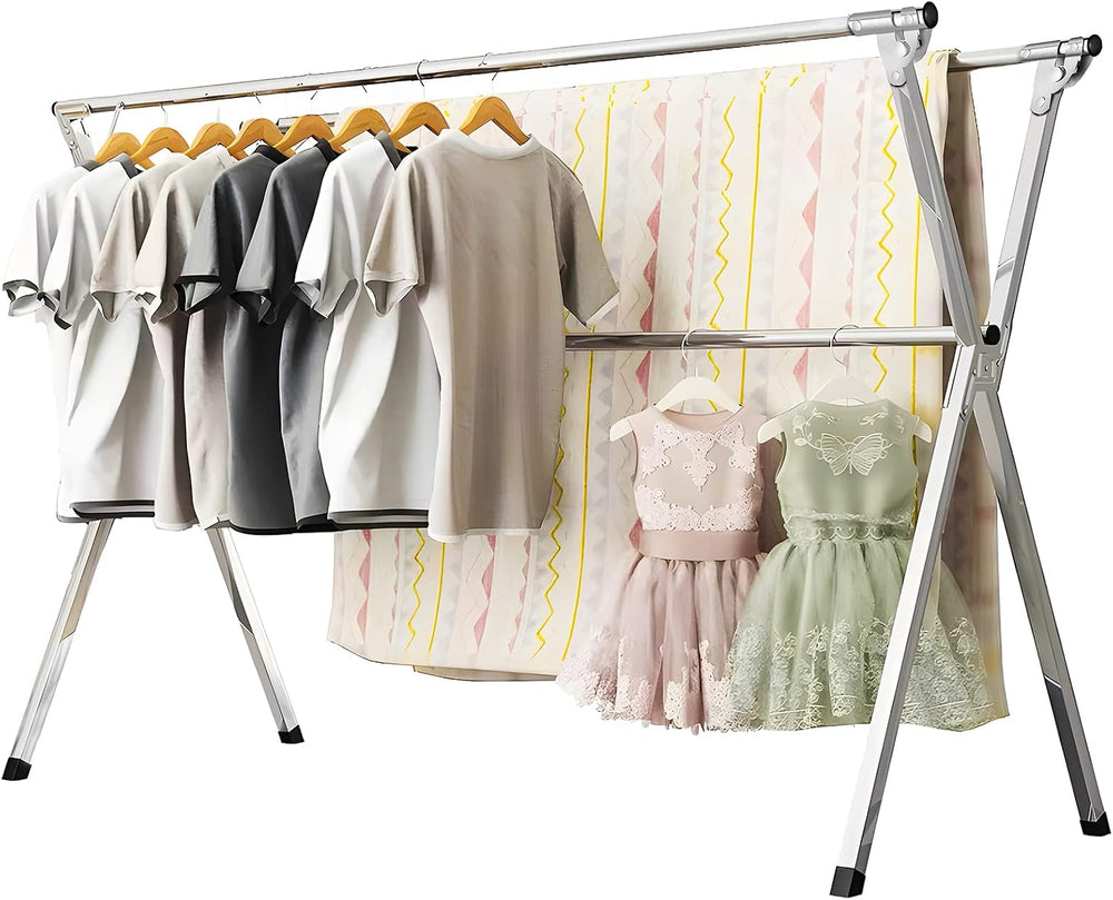 URYAN 63 Inches Clothes Drying Rack, Heavy Duty Stainless Steel Laundry Dryin...