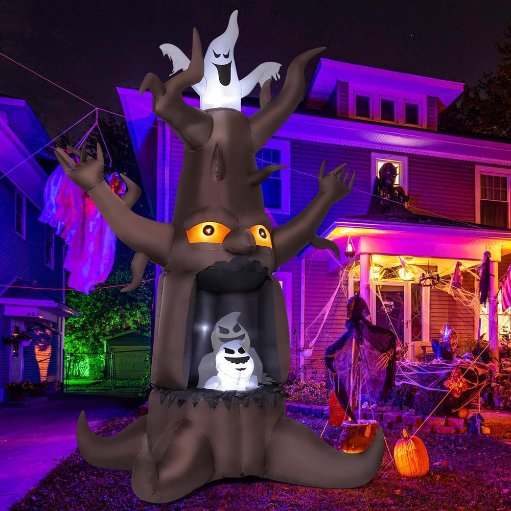 GOOSH 9 FT Halloween Inflatable Animated Dead Tree Outdoor Decorations Blow U...