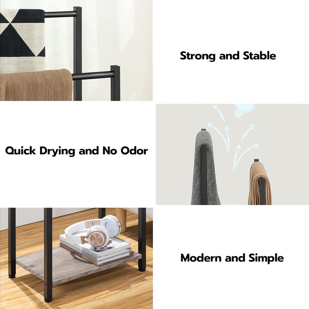 HOOBRO Freestanding Towel Rack, 2 Tier Blanket Ladder Holder for Bathroom, 16...
