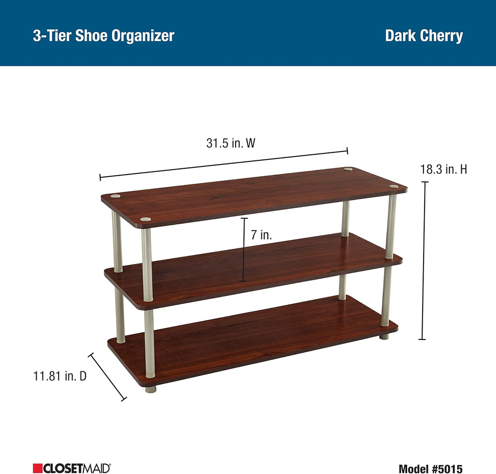 ClosetMaid 3-Tier Shelf Organizer Unit for Shoes, Accessories, Hats, Purses, ...