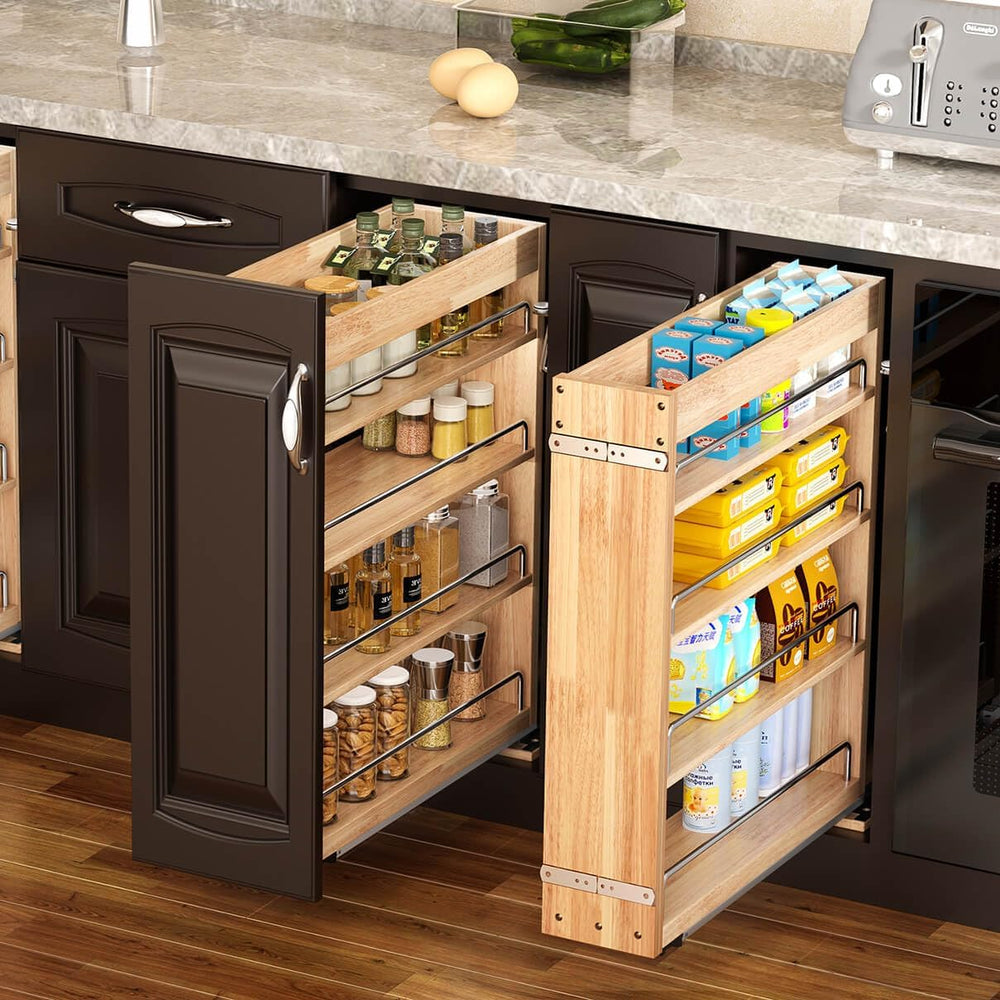 OCG 4 Tier Pull Out Spice Rack Holder Shelves (8" W x 22" D), spice...