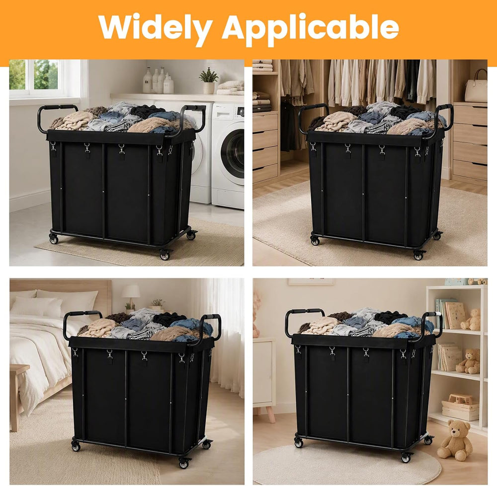 360L Laundry Hamper Cart with Wheels, Large Detachable Clothes Basket ﻿