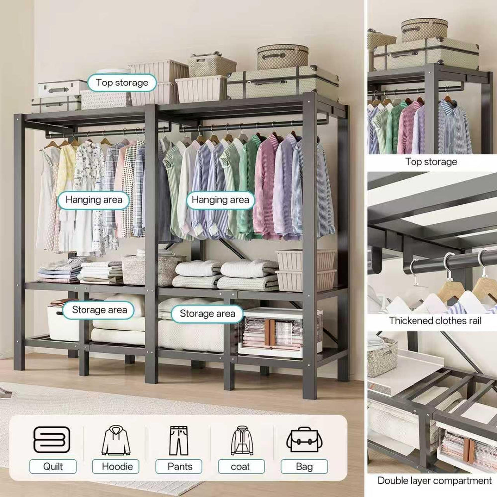 Foldable Portable Wardrobe Closet with Magnetic Doors & Cover, Heavy Duty...