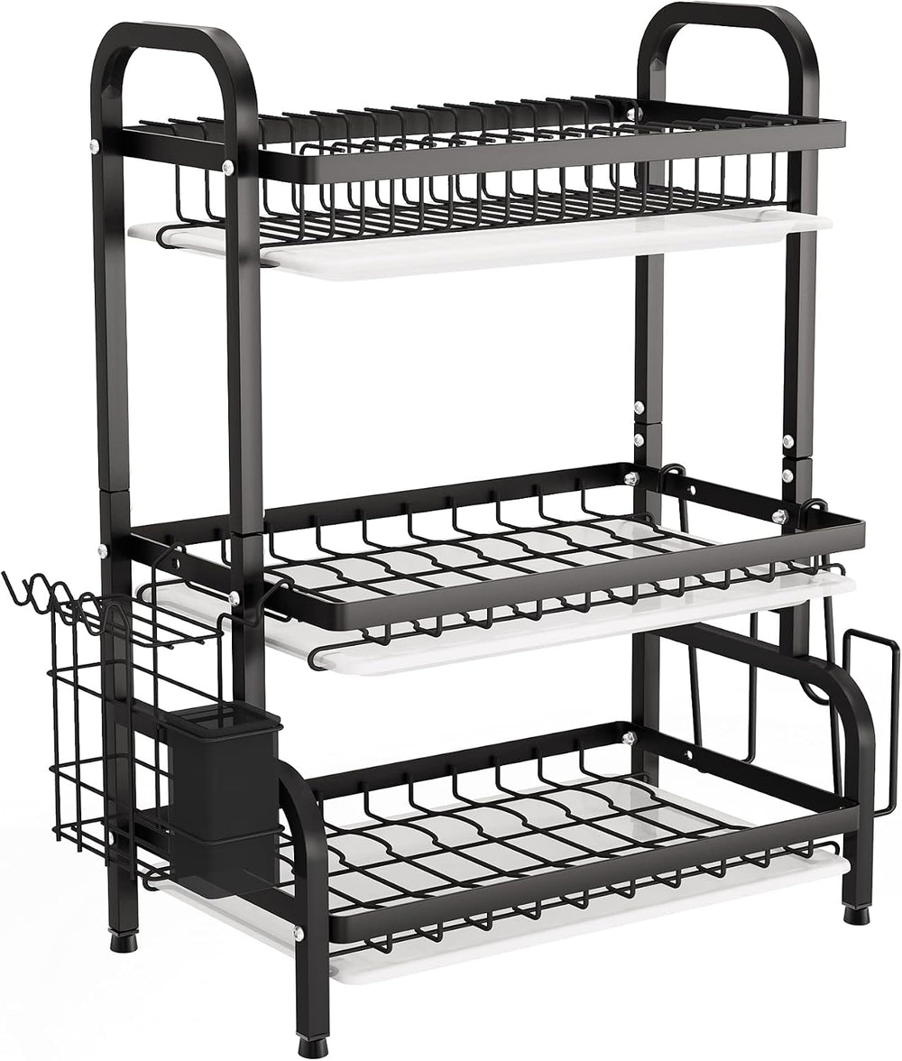 1Easylife Drying Rack, Metal 3-Tier Large Capacity Dish Rack with Utensil Hol...