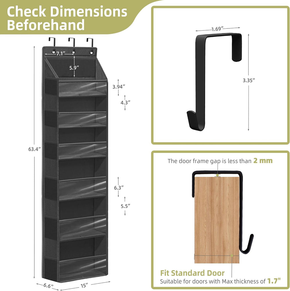 Over Door Organizer with 6 Extra Large Pockets 12 Side Pockets, Sturdy Closet...