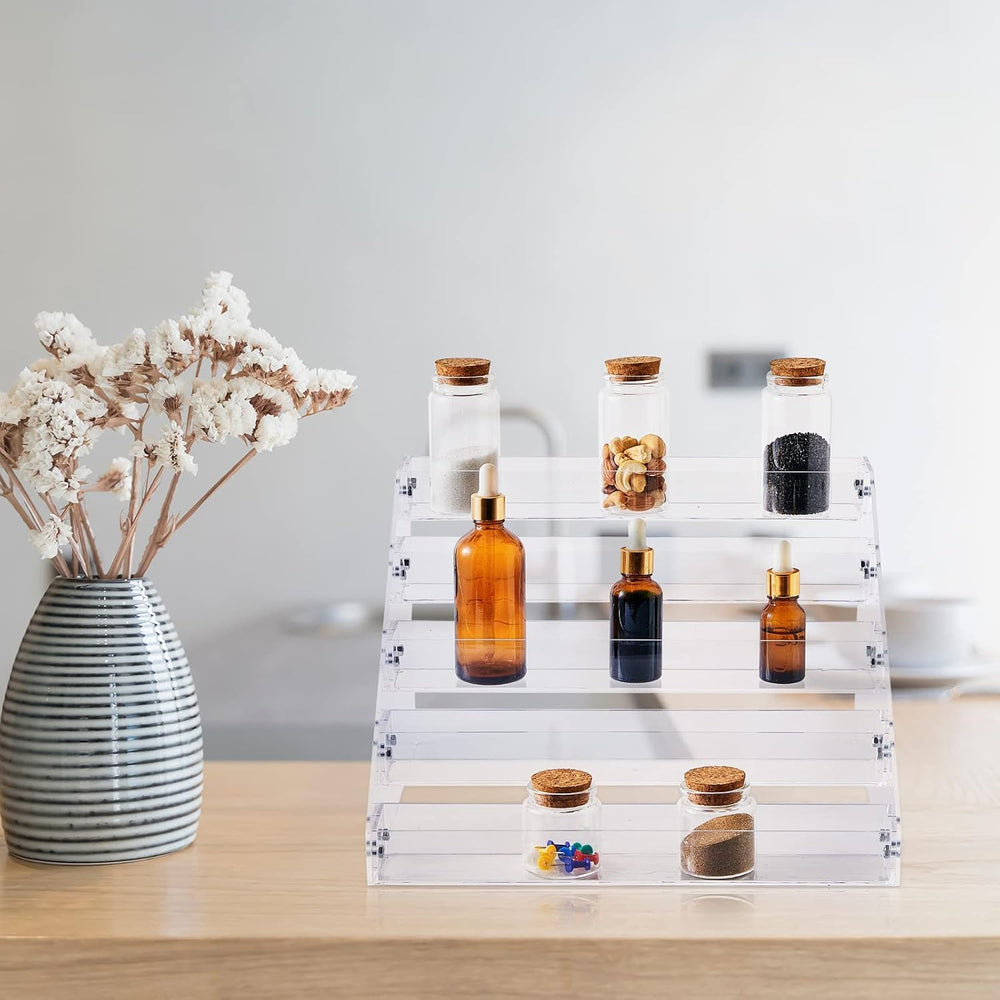 Chunful 2 Pack Acrylic Spice Rack Organizer 5 Tier Vertical Shelf