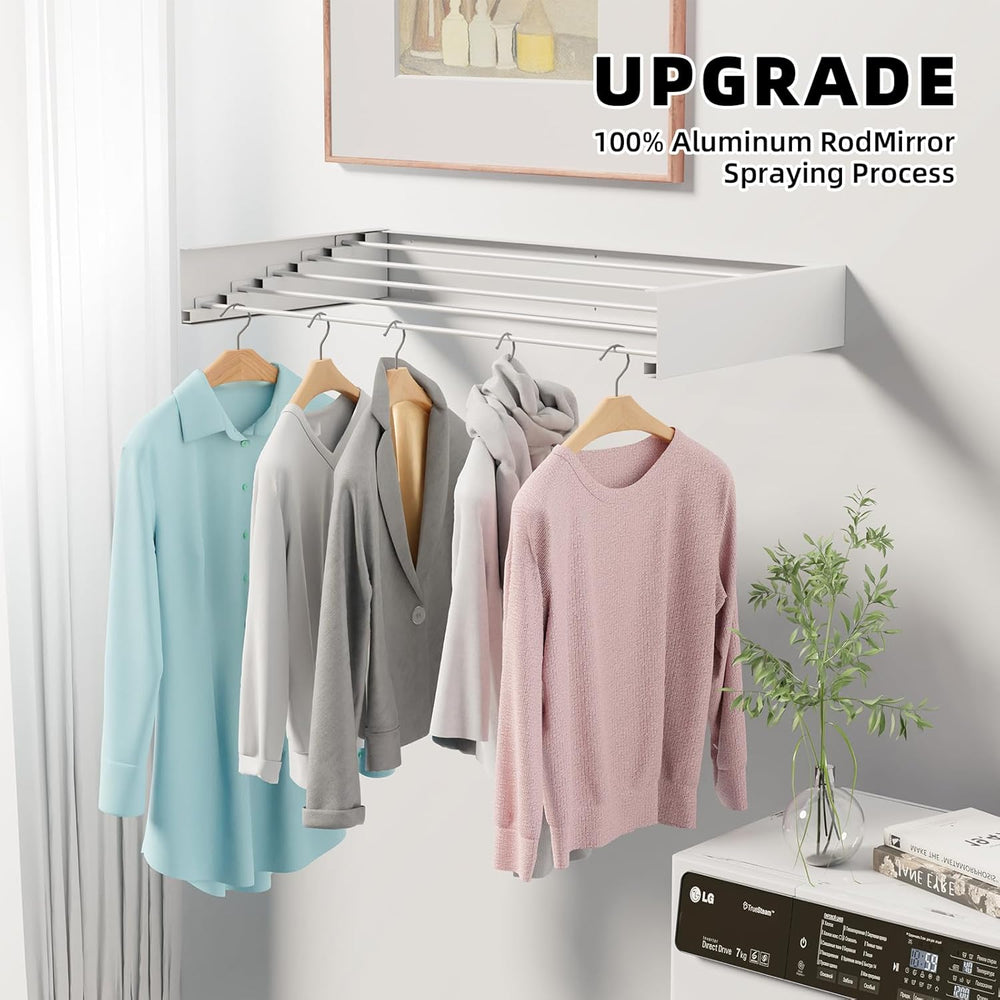 ZMBESUP Wall Mounted Clothes Drying Rack, 31.5" Foldable Collapsible Lau...