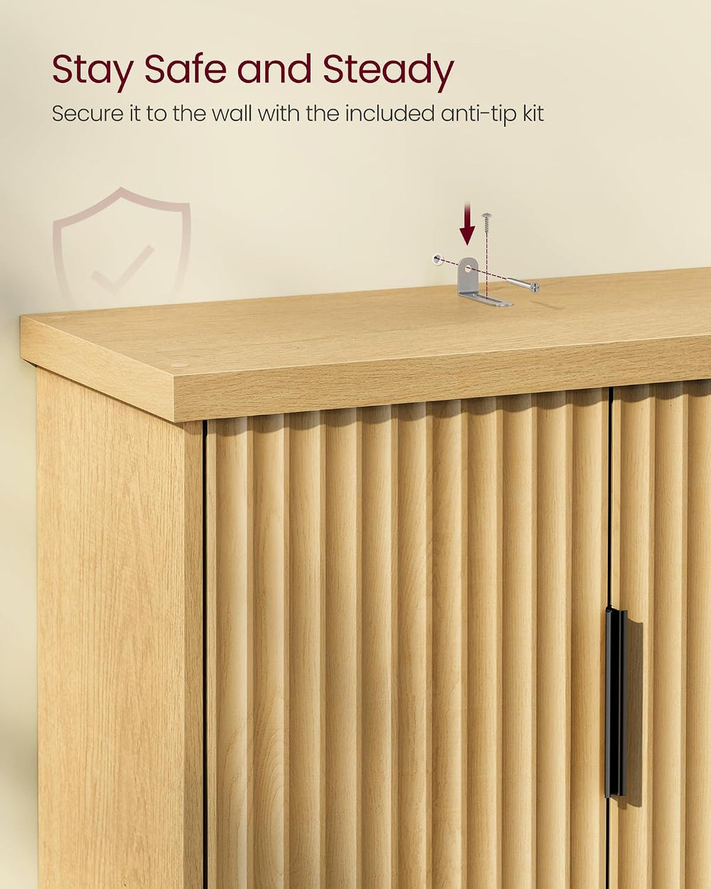 VASAGLE Over The Toilet Storage Cabinet, Doors, Adjustable Shelf, 23.6'&#...