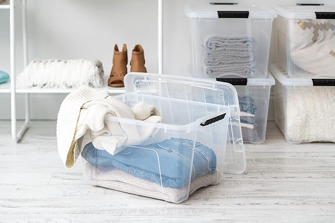 IRIS USA 40 Qt Stackable Plastic Storage Bins (6 Pack)