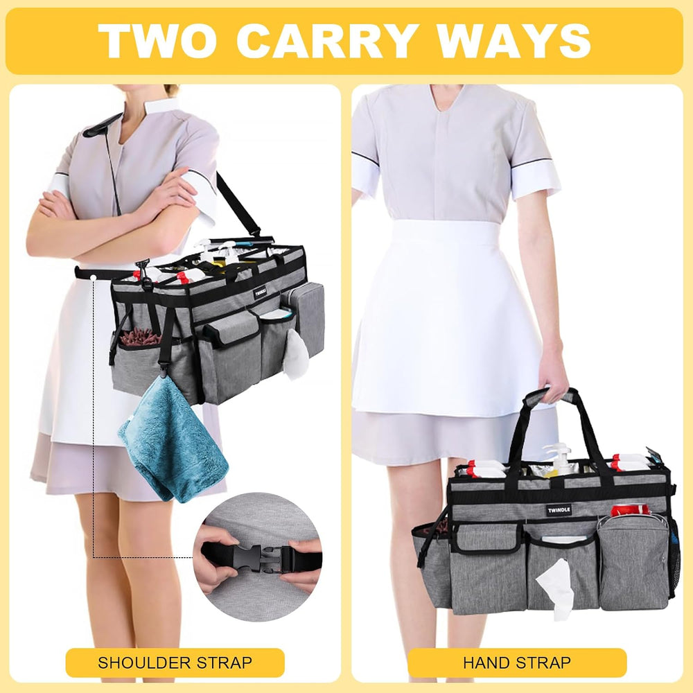 Extra Large Cleaning Caddy Bag with Rigid Support Board, Cleaning Organizer T...