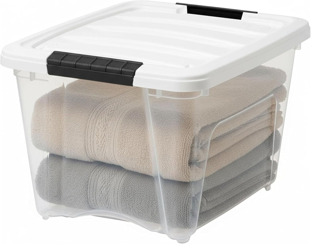 IRIS USA 19 Qt Storage Bins with Lids, 6 Pack, BPA-Free, Clear/White