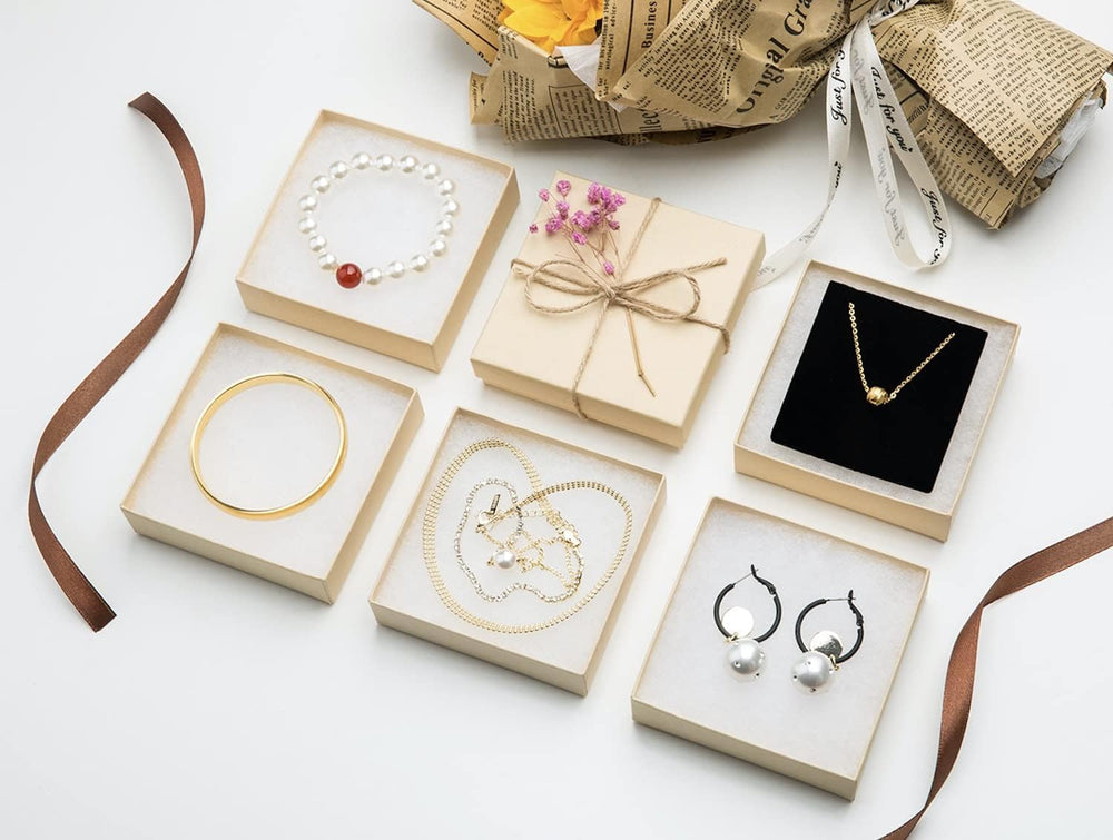 Magicool 96 Pack 3.5x3.5x1 Inch Cardboard Jewelry Boxes,Used for Necklaces,Br...