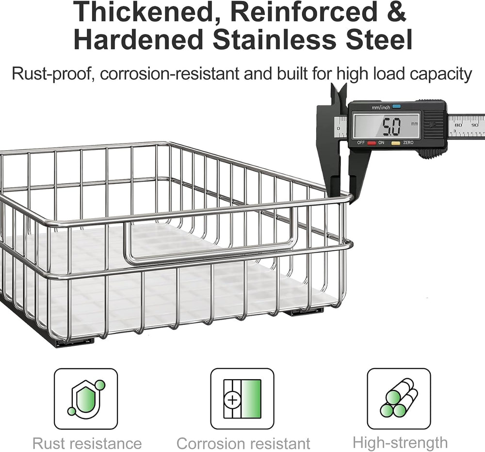 Pull out Cabinet Organizer, Stainless Steel 4-Pack (9.8"W x 16.5"D)...