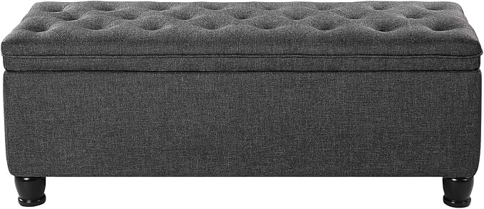 SONGMICS Storage Ottoman, Storage Bench, Tufted Entryway Bedroom Bench