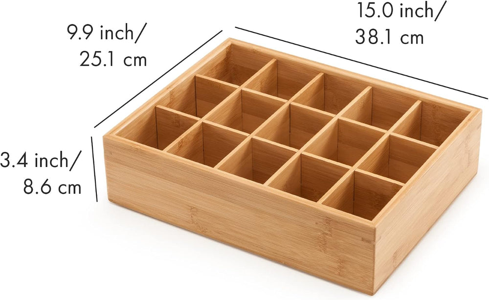 GOBAM Bamboo Closet Drawer Divider - Storage Organizer with 15 Compartments, ...